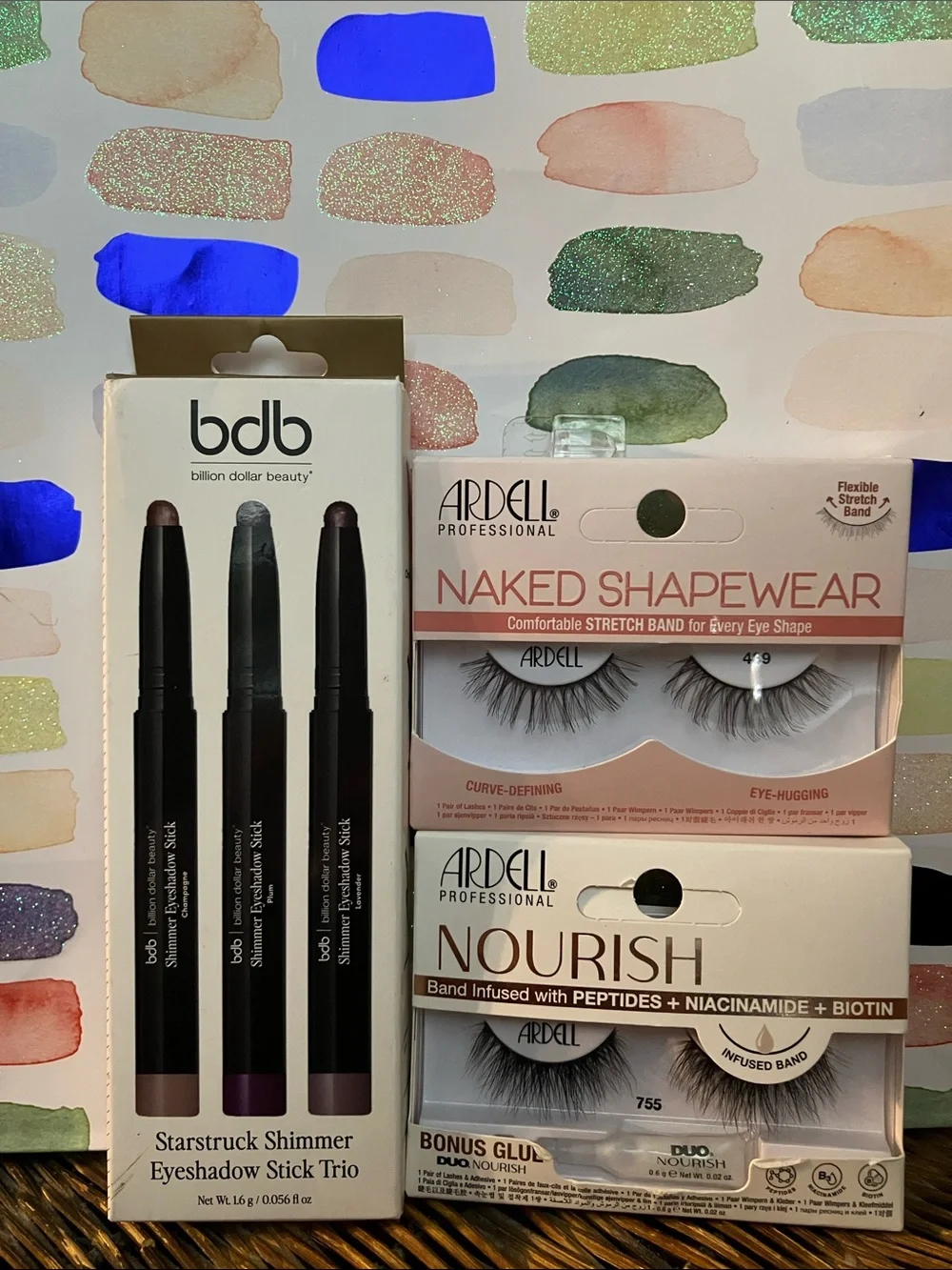 Ardell Naked Shapewear & Nourish Eyelashes Duo, BDB eyeshadow & 7 Eye/Face Masks